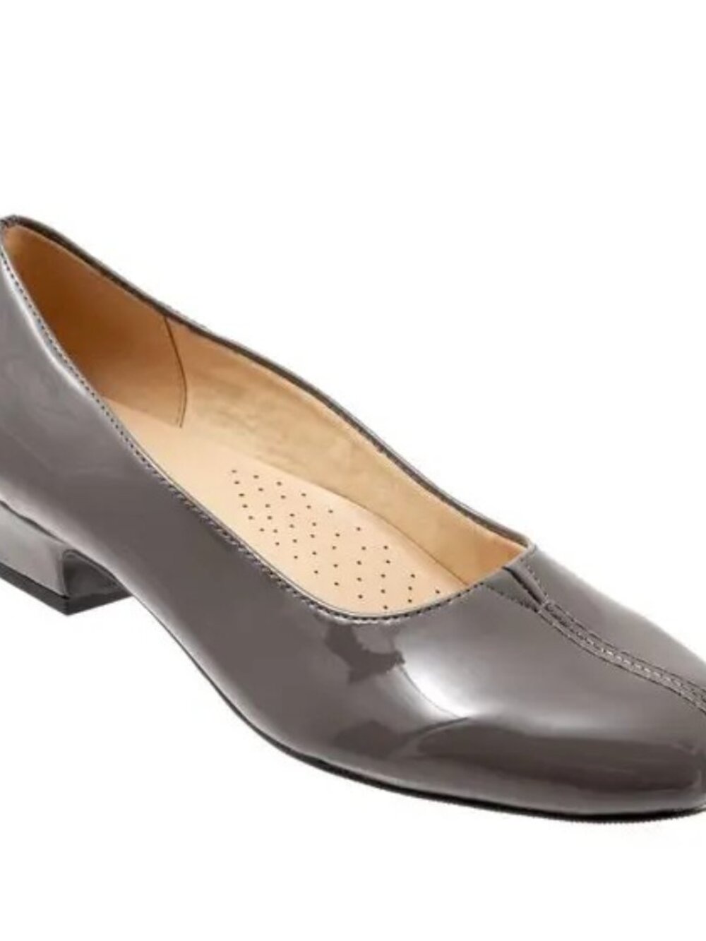 Trotters Doris Women's 6WW Double Wide Heel Shoes Grey Patent 50% off Retail